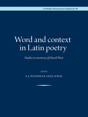 cover image of Word and context in Latin poetry